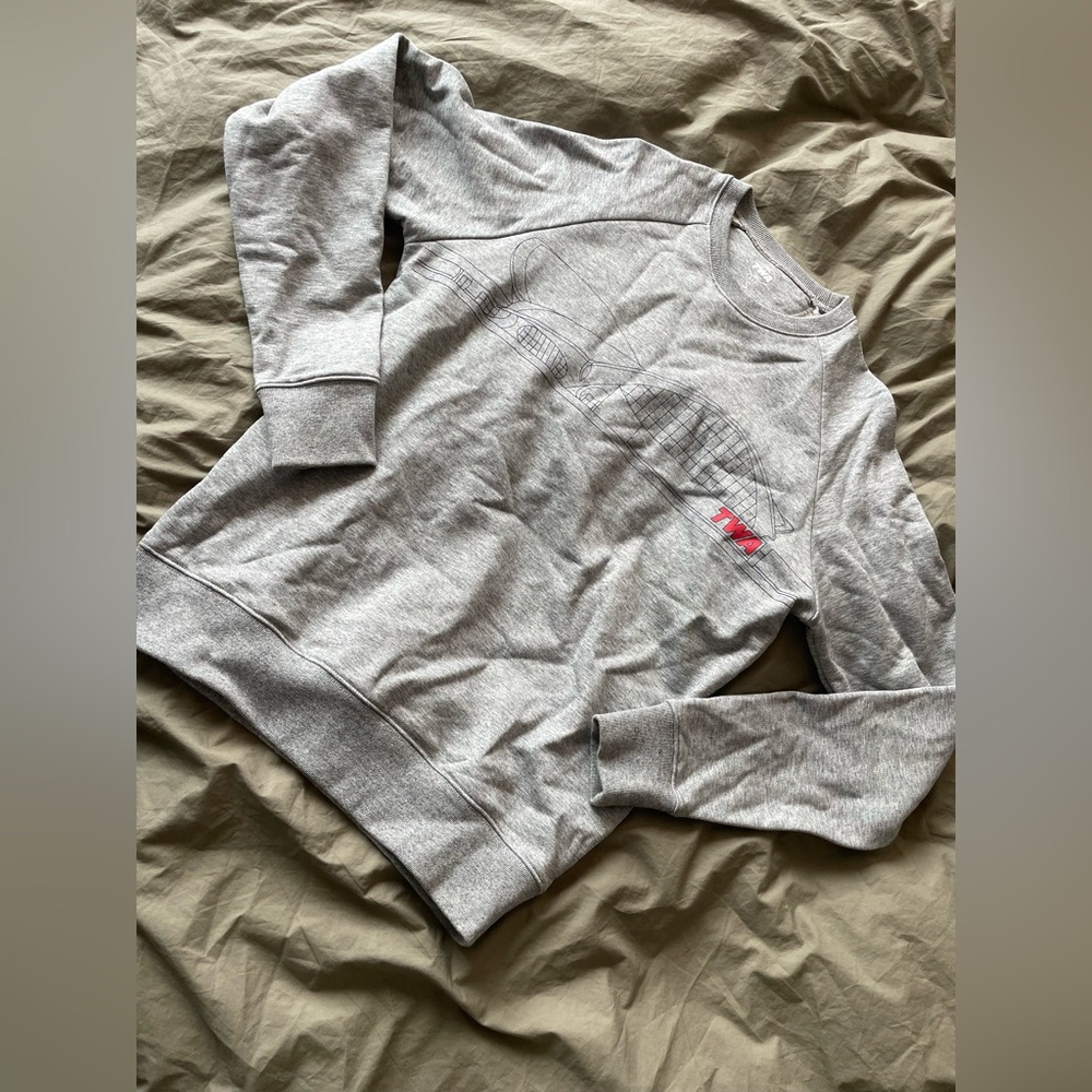 Grey and red TWA crewneck sweatshirt